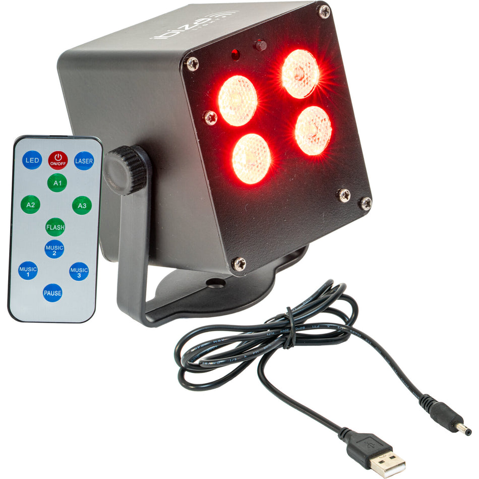 EFECTO MINIATURA DE LED 4 x 3W RGB 3-en-1 A BATERIAS