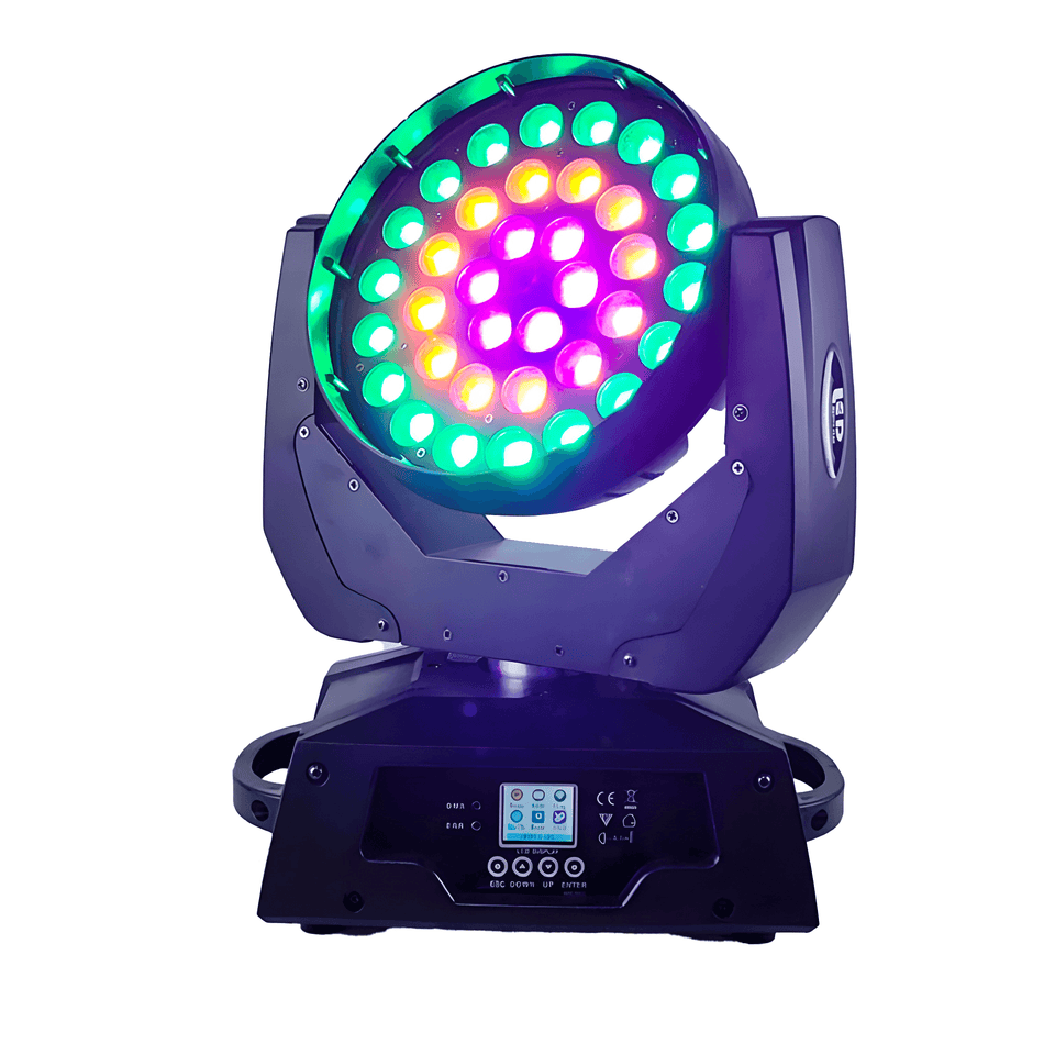 Cabeza móvil Beam & Wash LED 36x18W Zoom RGBWA UV - Tempo Shop