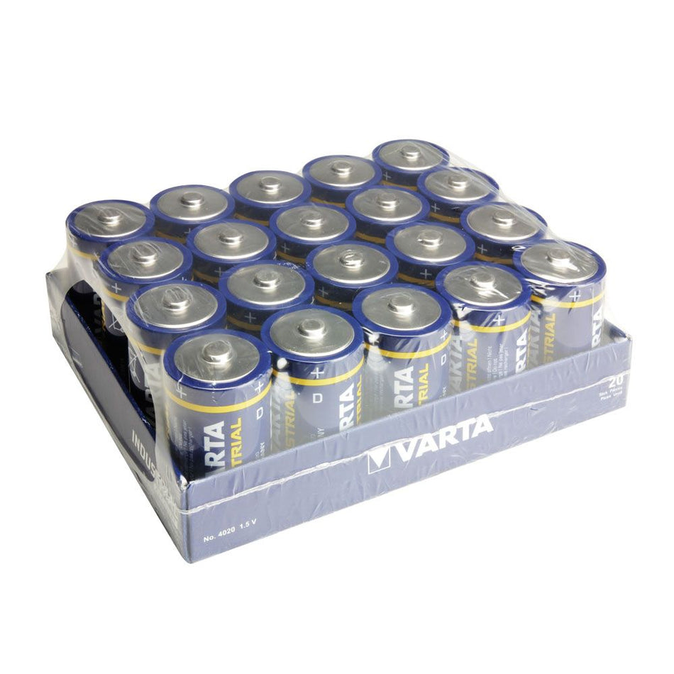 VARTA Industrial Pro 4020 - Pila Alcalina D (LR20) 1.5V de Rendimiento Profesional