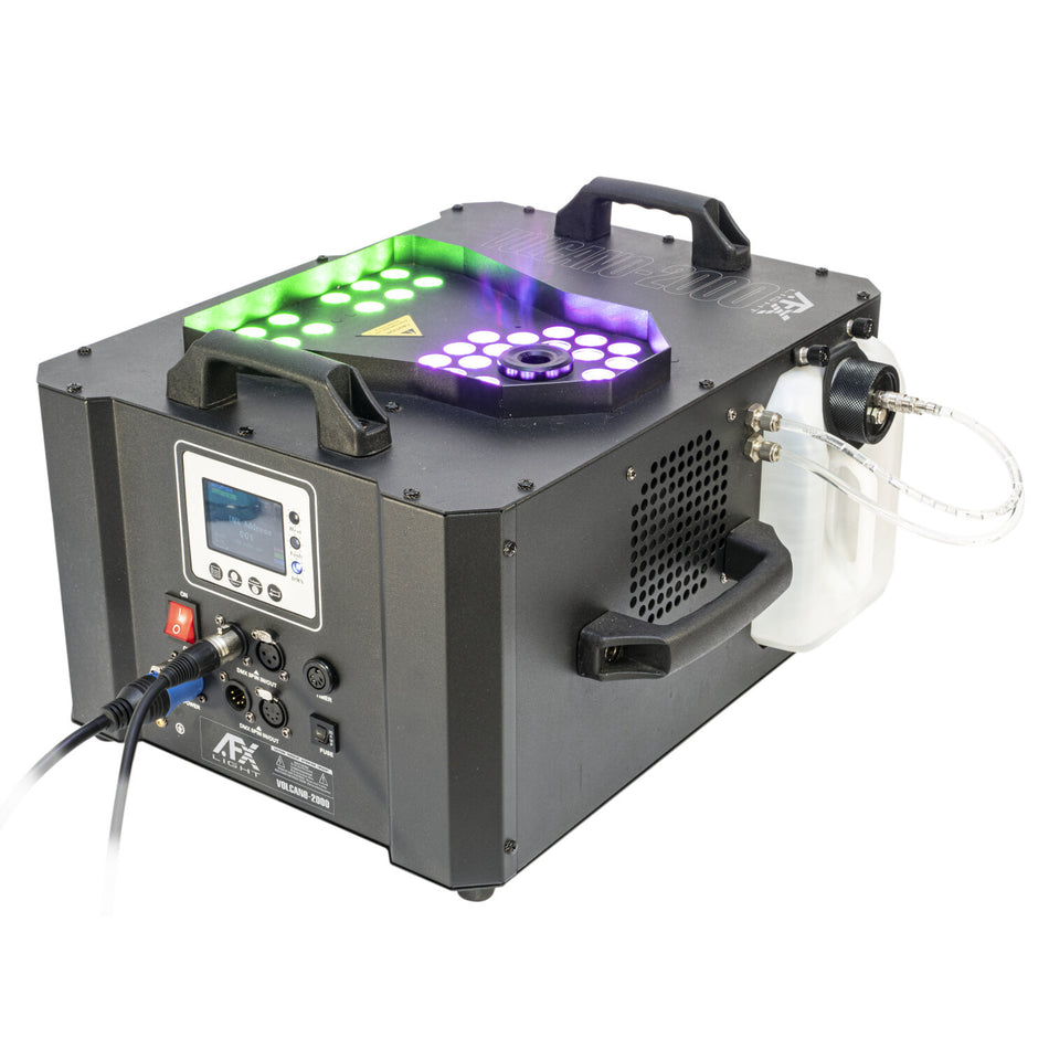 MAQUINA DE HUMO PROFESIONAL TIPO GEYSER 2000W CON EFECTOS RGB DE LED