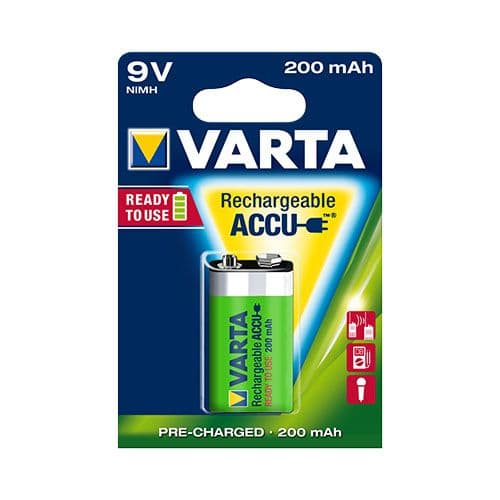 VARTA Recharge Accu Power 56722 - Batería Recargable 9V (HR9) de 200 mAh Ni-MH "Ready To Use"