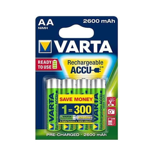 VARTA Recharge Accu Power 5716 - Baterías Recargables AA NiMH 2600 mAh - Precargadas (Pack de 4)