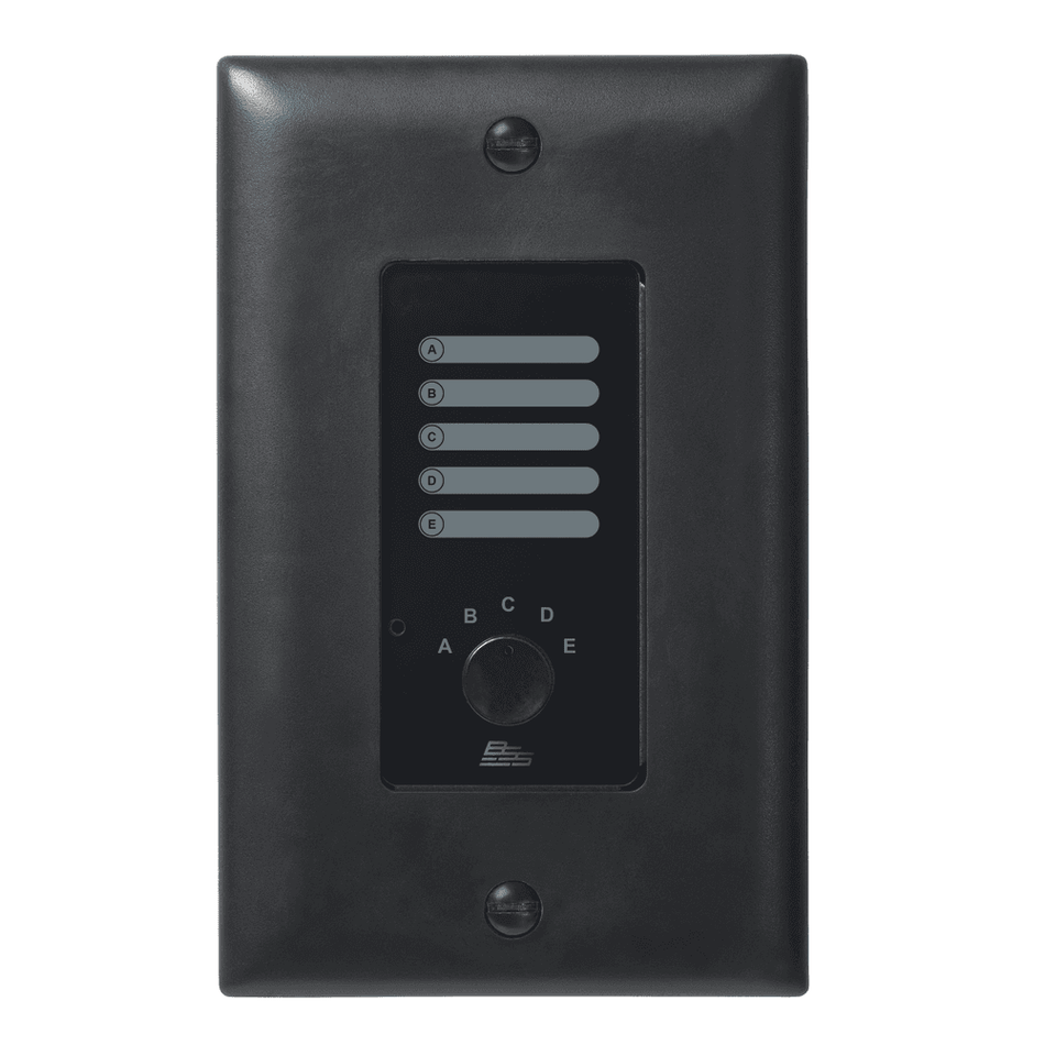 BSS AC-5S - Controlador analógico de pared con selector de fuente de 5 posiciones (negro)
