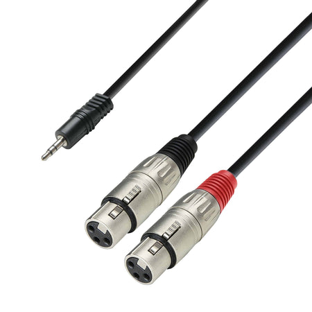 Adam Hall Cables 3 STAR YWFF 0300 - Y-Cable | Adam Hall® 2 XLR Female x Minijack | 3 m - Tempo Shop