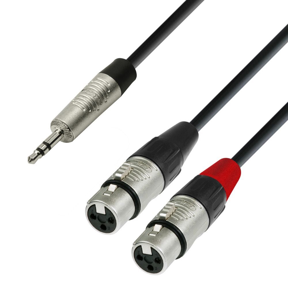 Adam Hall Cables 4 STAR YWFF 0300 - Y-Cable | Rean® 2 XLR Female x Minijack TRS | 3 m - Tempo Shop