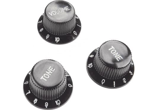 YELLOW PARTS ADIEZ1215B - Set de Botones para Guitarra Eléctrica Tipo Stratocaster (1 Volumen + 2 Tonos) - Negro