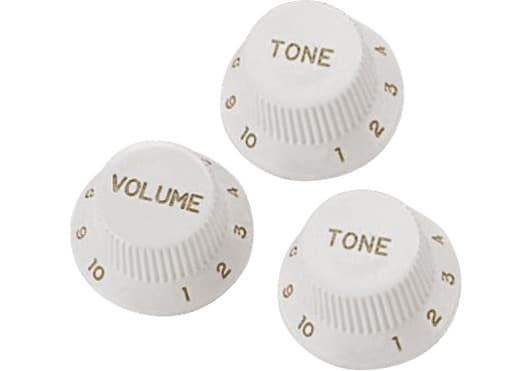 YELLOW PARTS ADIEZ1215W - Set de Botones para Stratocaster (1 Volumen + 2 Tonos) - Blanco