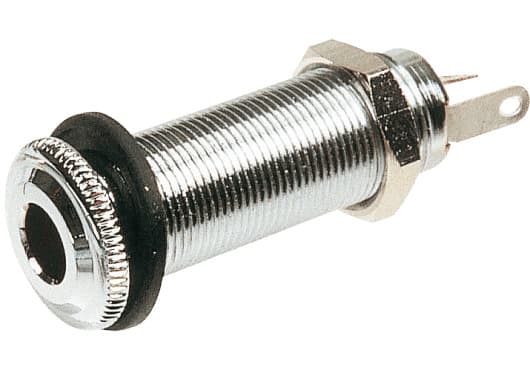 YELLOW PARTS ADIEZ1394C - Entrada de Jack Tipo Barco Cromada para Guitarras de Cuerpo Sólido (Estilo Strat)