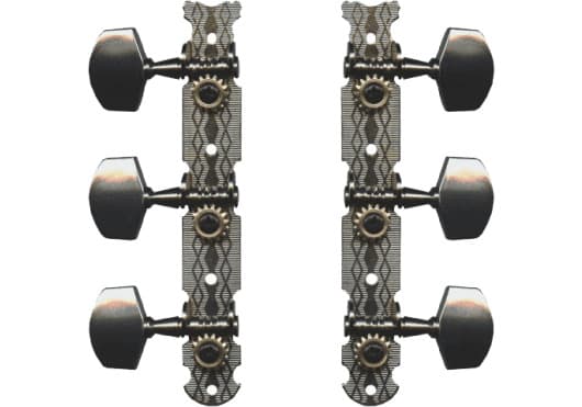 YELLOW PARTS ADIEZ1761N - Clavijero completo para guitarra clásica con acabado cromado y palometas blancas