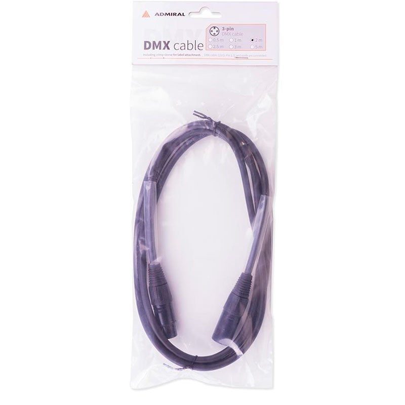 Admiral Cable DMX 2m - Conectores XLR 3 pines color negro - Tempo Shop