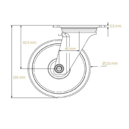 Admiral Rueda Giratoria Sin Freno 125mm Azul - Protección Total - Tempo Shop