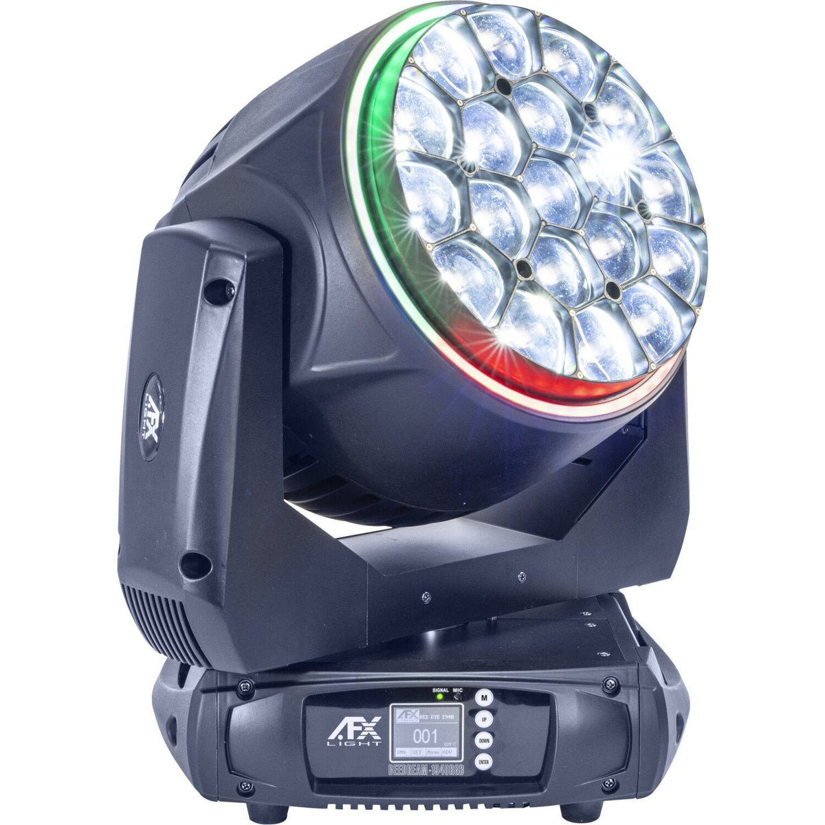 AFX Light BEEDREAM-1940RGB – Cabeza Bee Eye Wash Zoom con efecto anillo y lente frontal giratorio 19 LED 40W RGBW con flightc