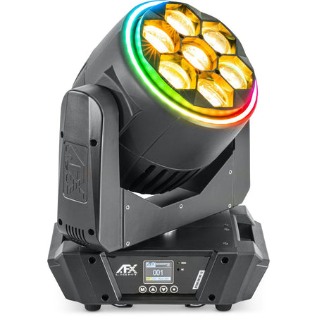 AFX Light BEEDREAM760-FC – Cabeza Bee Eye Wash Zoom con efecto anillo 7 LED 60W RGBW y flightcase - Tempo Shop