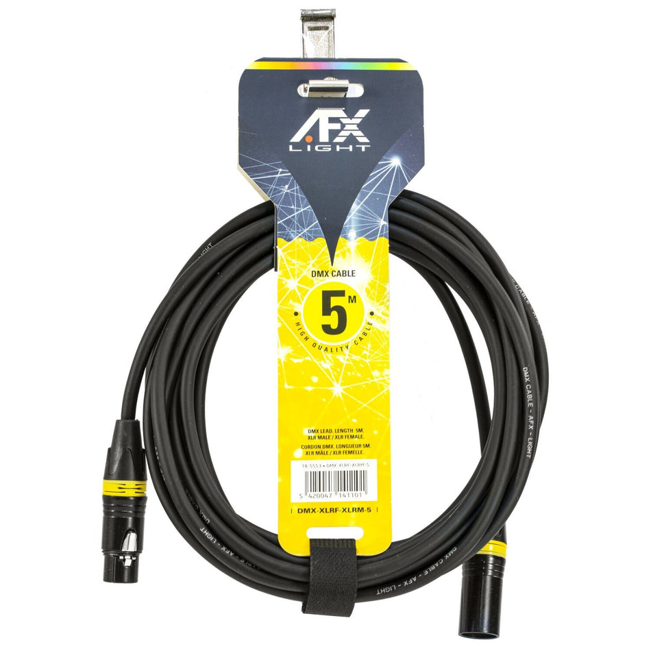 AFX Light DMX-XLRF-XLRM-5 - Cable DMX Macho/Hembra 5 m - Tempo Shop