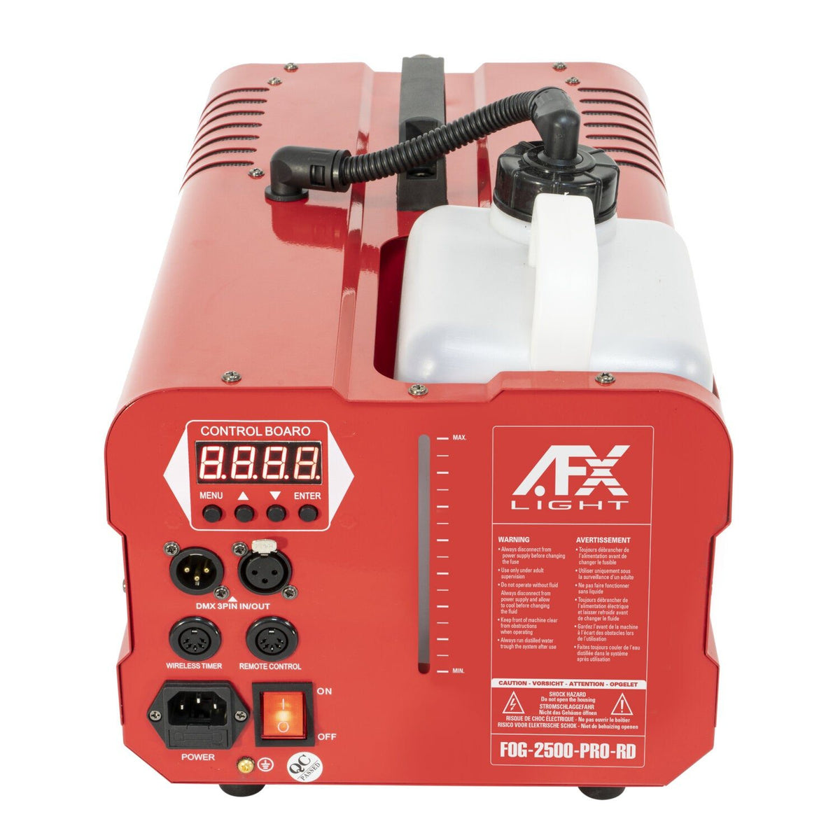 AFX Light FOG-2500-PRO-RD – Máquina de humo profesional ultra potente 2500 W (Rojo) - Tempo Shop