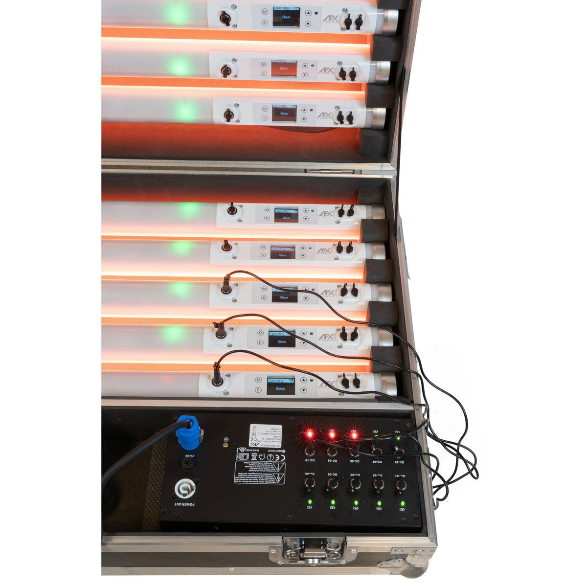 AFX Light SPECTRA-TUBES-FC – 10 tubos LED recargables IP65 RGBW de 1 m en flight case - Tempo Shop