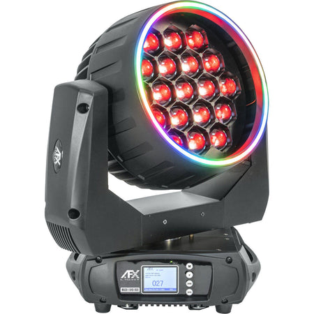 AFX Light WASH-1940-RGB – Cabeza móvil Wash Zoom con efecto anillo 19 LED 40 W RGBW y flightcase - Tempo Shop