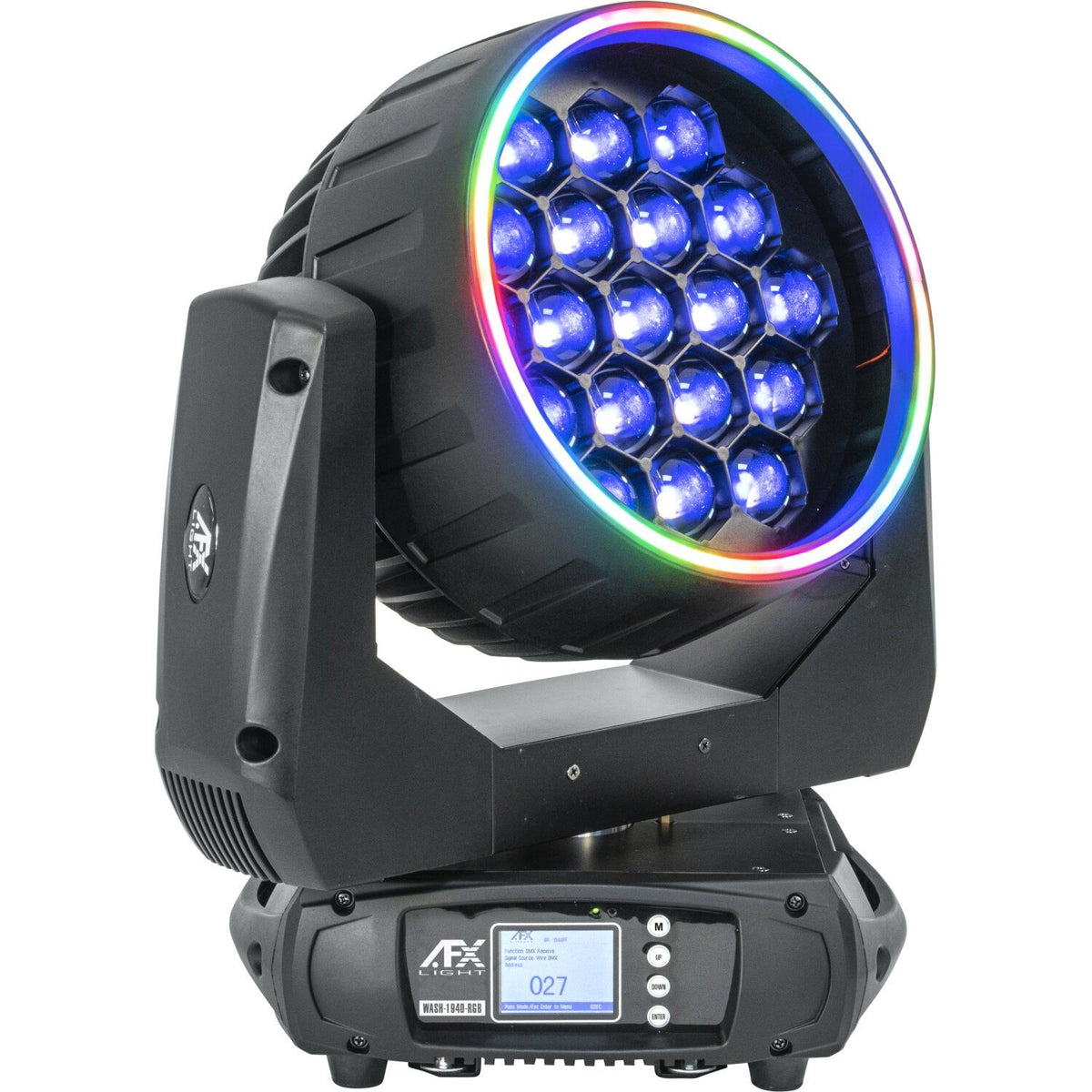 AFX Light WASH-1940-RGB – Cabeza móvil Wash Zoom con efecto anillo 19 LED 40 W RGBW y flightcase - Tempo Shop