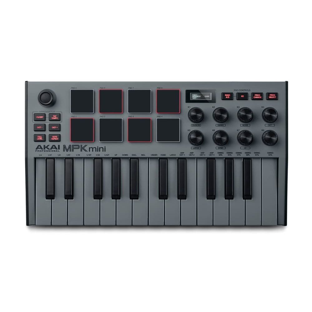 AKAI Professional MPK MINI MK3 - Controlador MIDI compacto (Edición Gris) - Tempo Shop