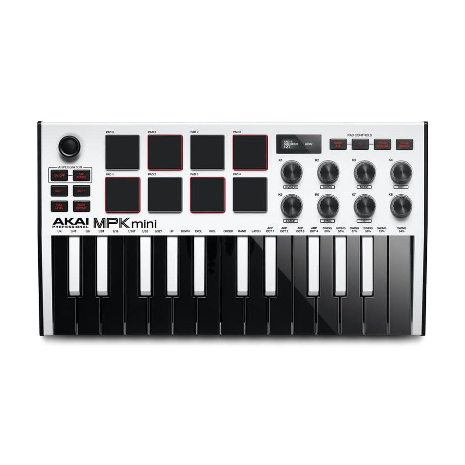 AKAI Professional MPK MINI MK3 - Controlador MIDI compacto en blanco - Tempo Shop