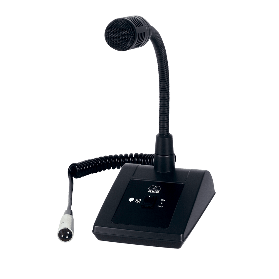 AKG DST99S - Micrófono dinámico cardioide de sobremesa con cuello de cisne, base con interruptor y cable espiral XLR