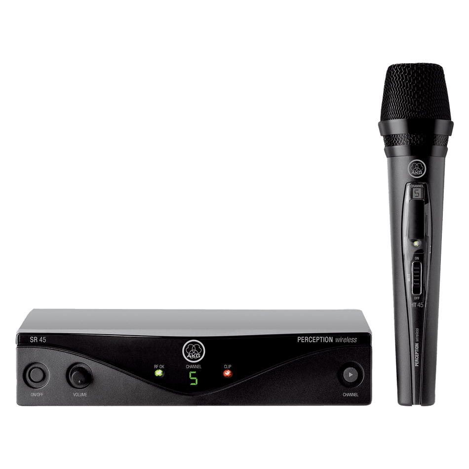 AKG PW45 Vocal Set Band M - Sistema inalámbrico UHF con micrófono de mano HT45 y receptor SR45 (826–831 MHz)