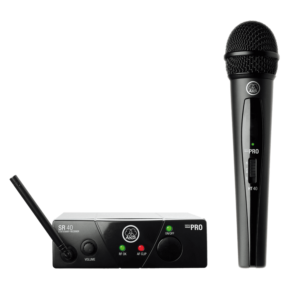AKG WMS40 Mini Vocal Set US25D - Sistema inalámbrico UHF con micrófono de mano cardioide y receptor SR40 Mini