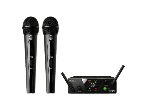 AKG WMS40 Mini2 Vocal Set US25A/C - Sistema inalámbrico UHF dual con 2 micrófonos de mano HT40 Mini y receptor SR40 Mini Dual (537,500 + 539,300 MHz)