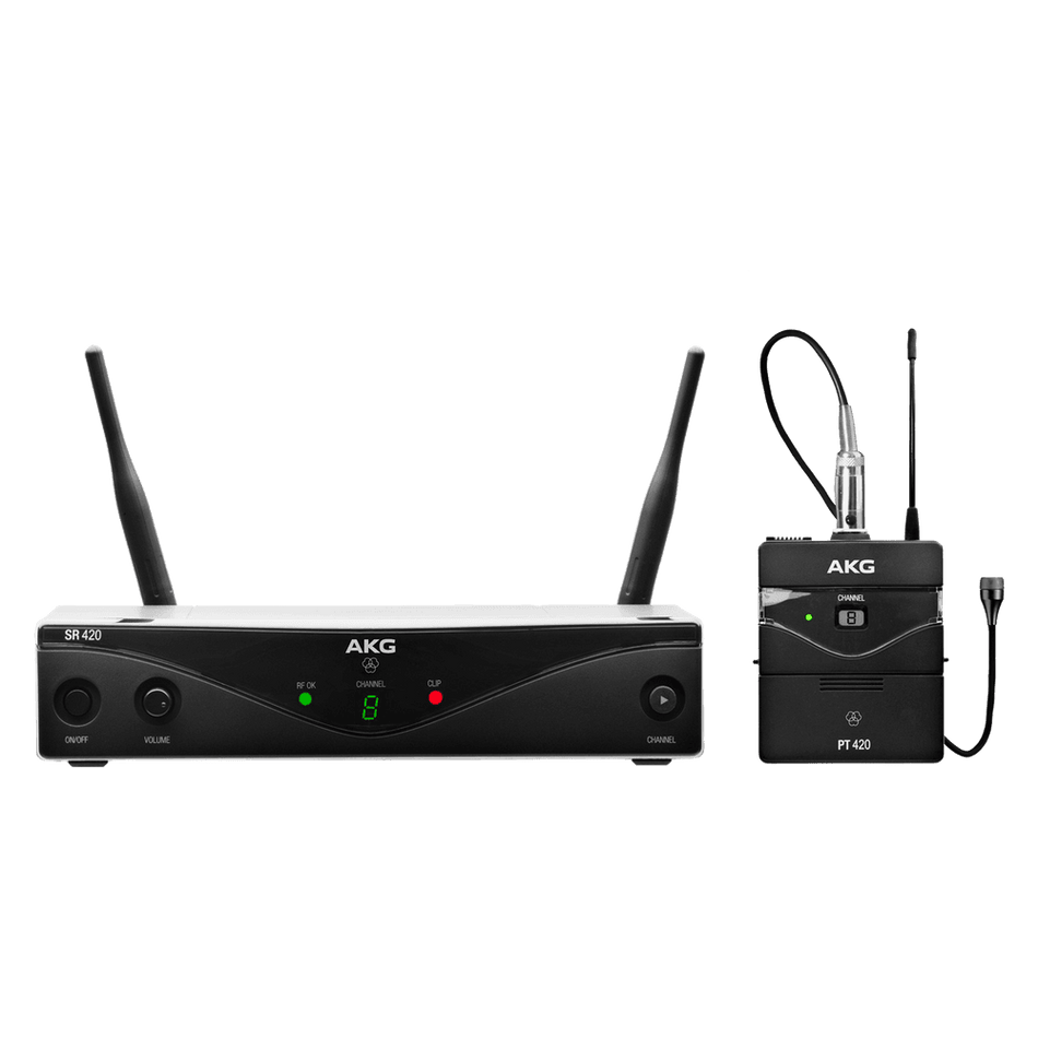 AKG WMS420PRESSETBDU1 - Presenter Band U1 UHF Wireless System with Beltpack, Lavalier Microphone, and Receiver