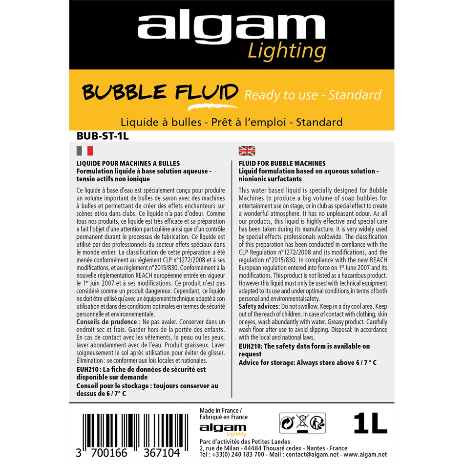 Algam BUB-ST-1L – Líquido standard para máquinas de burbujas, 1 L - Tempo Shop