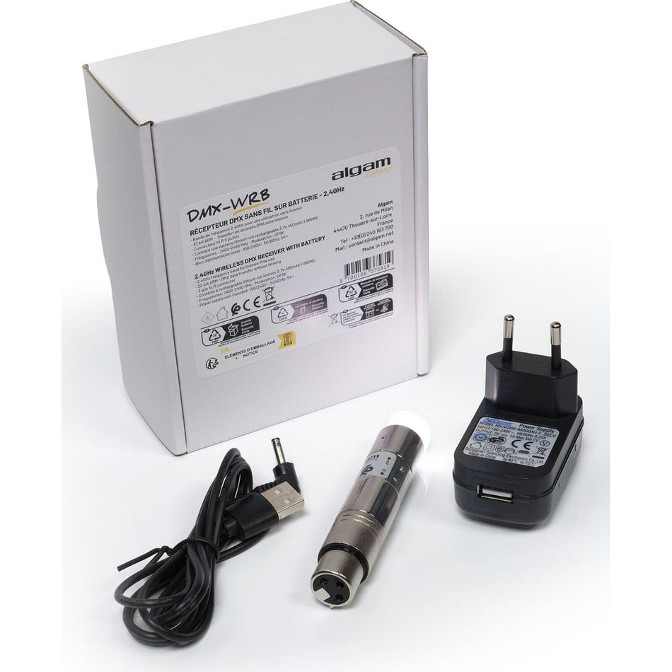 Algam DMX-WRB – Receptor DMX inalámbrico hembra de 3 pines con batería - Tempo Shop