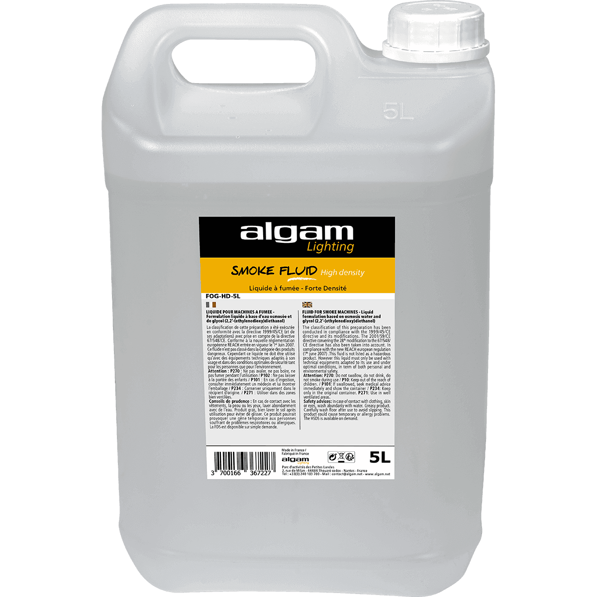 Algam FOG-HD-5L – Líquido de alta densidad para máquinas de humo, 5 L - Tempo Shop