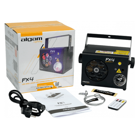 Algam FX4 – Proyector Combo 4-en-1: Gobo Wheel, Magic Ball, Strobe y Láser RG - Tempo Shop