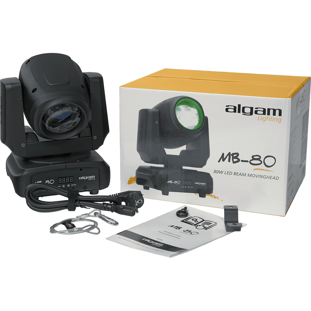 Algam MB80 - Cabeza móvil Beam LED blanco de 80W (efectos de color, arco iris y estroboscópico) - Tempo Shop