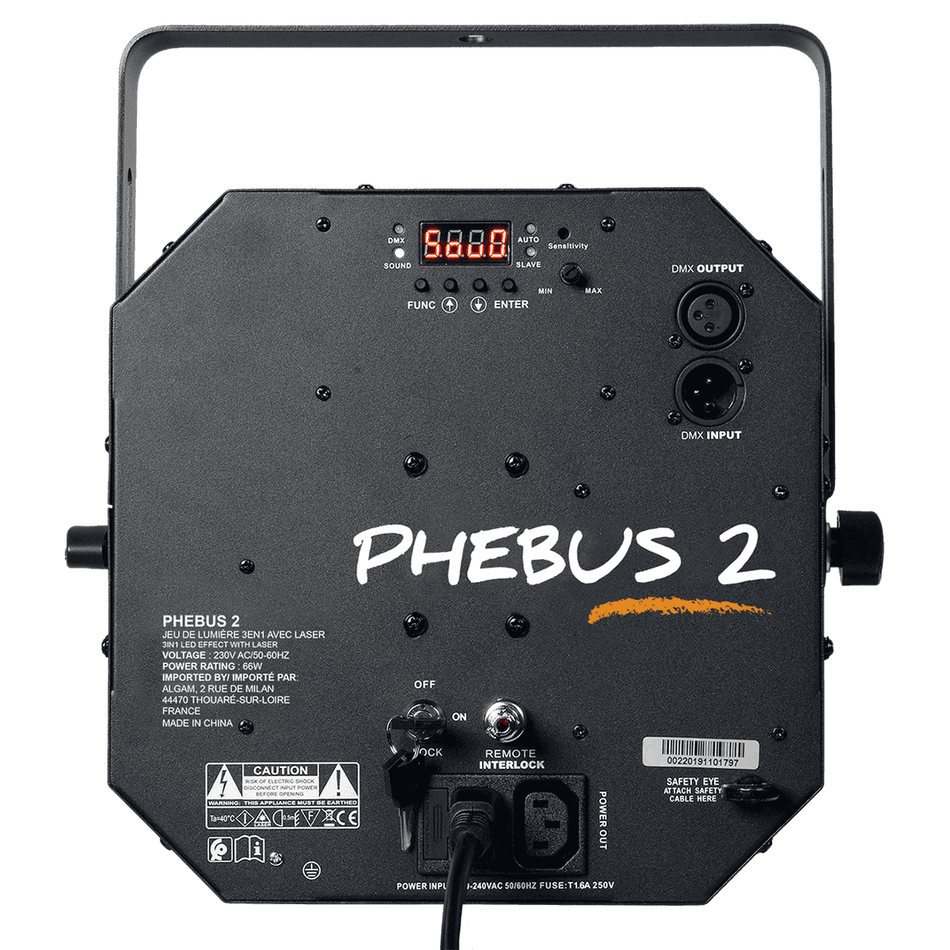 Algam PHEBUS2 – Proyector LED Láser Combo 3 en 1 (Derby, Estroboscópico y Láser) - Tempo Shop