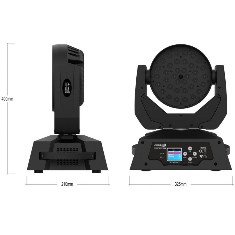 Audibax 10242473 - Kit 2 Cabezas Audibax Iowa 360 Zoom 2 Unidades + Flightcase Doble a Medida - Tempo Shop