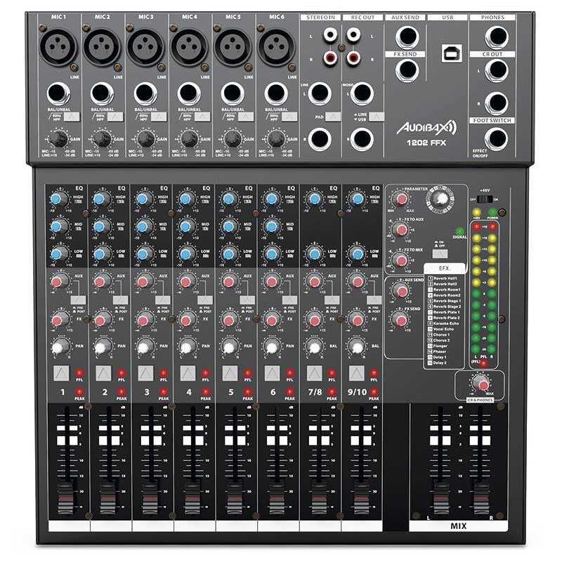 Audibax 1202 FFX - Mesa Mezclas 12 canales y USB - Tempo Shop