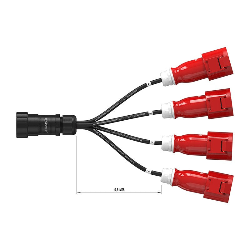 Audibax A-SCP-M-4CEE4P-F-25 - Cable Adaptador Socapex a 4 CEE