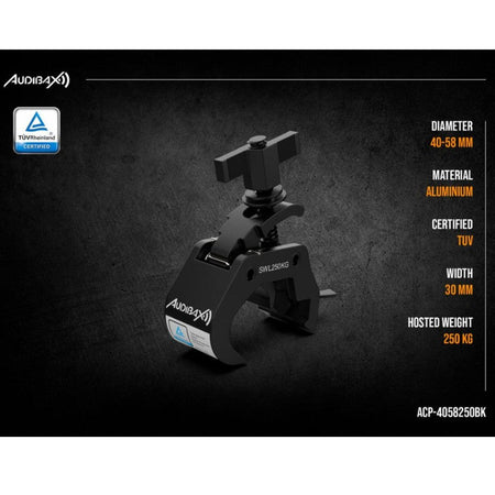 Audibax ACP - 4058250BK - Abrazadera Truss 40 - 58mm 250Kg - Tempo Shop