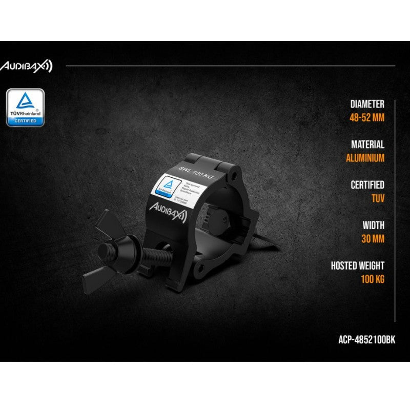 Audibax ACP - 4852100BK - Abrazadera Truss 48 - 52mm color negro 100Kg - Tempo Shop
