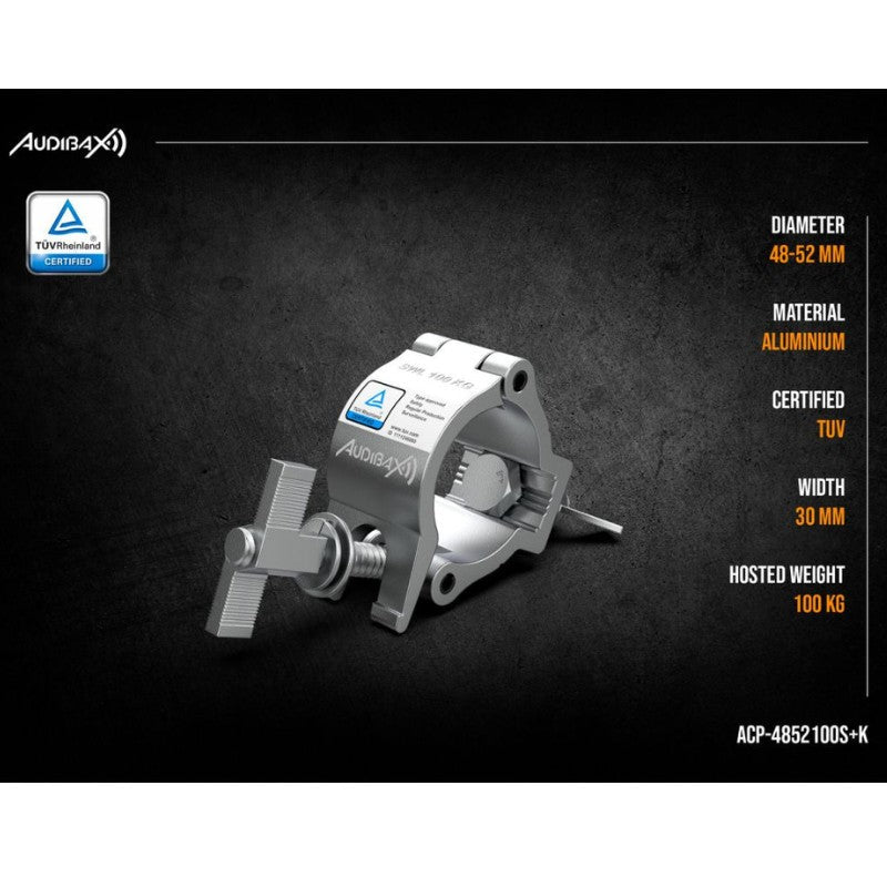 Audibax ACP - 4852100S+K - Abrazadera Truss 48 - 52mm 100 Kg color plata - Tempo Shop