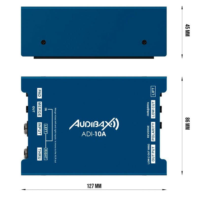 Audibax ADI - 10A - Caja DI Activa 48V con Alimentación Phantom - Tempo Shop