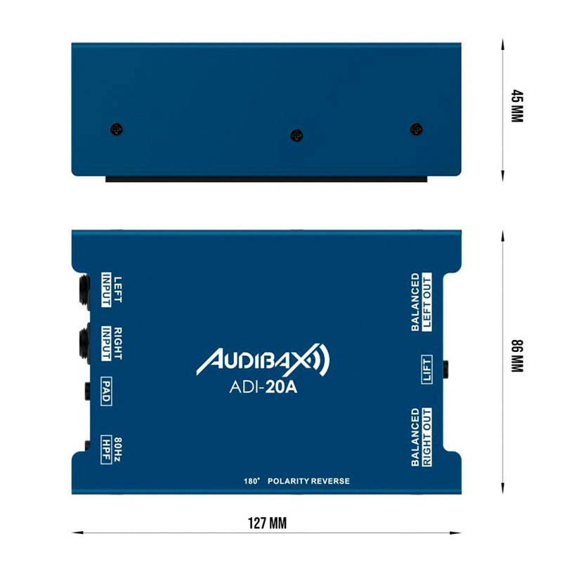 Audibax ADI - 20A - Caja DI Activa 48V con Alimentación Phantom - Tempo Shop