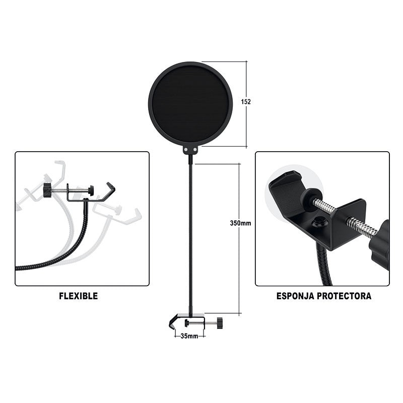 Audibax Anti - Pop - Filtro para Micrófono de Nylon - Tempo Shop