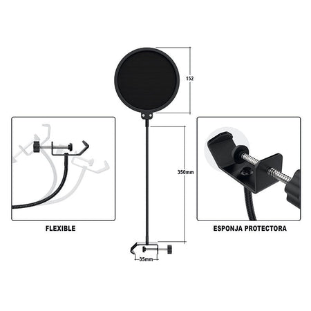 Audibax Anti - Pop - Filtro para Micrófono de Nylon - Tempo Shop