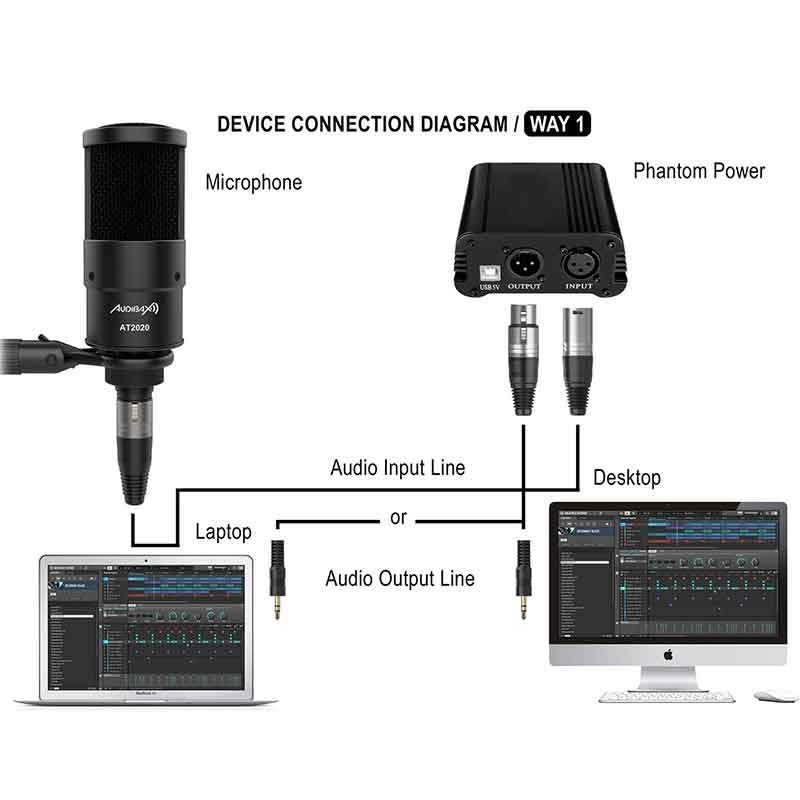 Audibax AT2020 - Micrófono Estudio Profesional Condensador - Tempo Shop