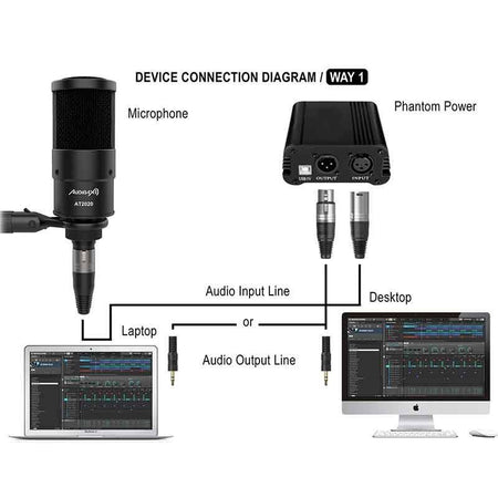 Audibax AT2020 - Micrófono Estudio Profesional Condensador - Tempo Shop