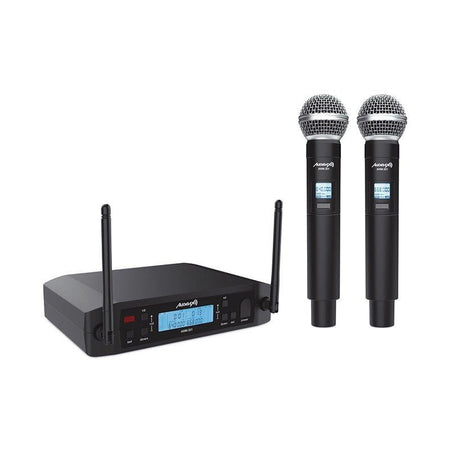 Audibax AWM 201 - Sistema Inalámbrico Micrófono de Mano de 2 Canales UHF - Tempo Shop