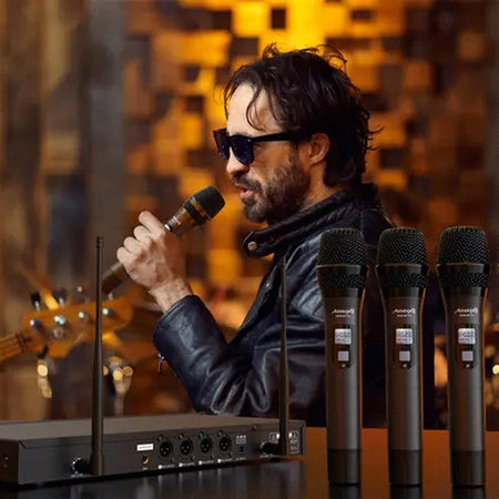Audibax AWM M1T - Micrófono Inalámbrico UHF de Mano Profesional con 100 Canales - Tempo Shop