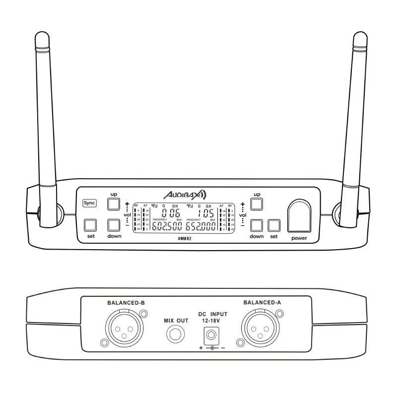 Audibax AWM R2 - Receptor de micrófono inalámbrico UHF con protección de interferencias